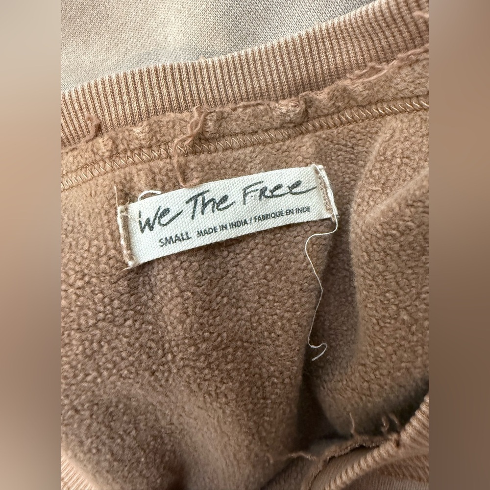 We The Free Nevermind Pullover Tunic Sweatshirt Two-Tone Tan/Brown Small - Picture 5 of 10